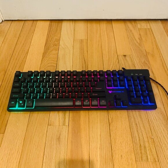Rainbow LED Backlit 87 Keys Gaming Keyboard, Compact Keyboard - Picture 1 of 13